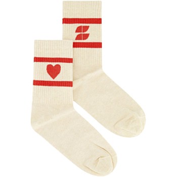 Heart socks poppy red