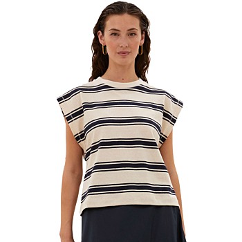 Mason stripe top navy grain