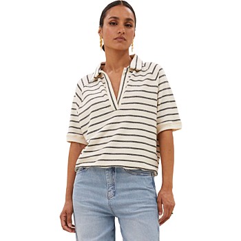 Harper breton stripe top black