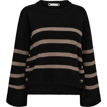 MajaCC O button stripe knit navy