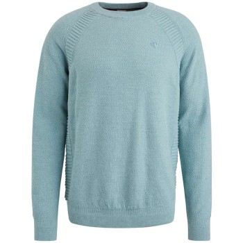 Crewneck cotton heather plated ble Stone Blue