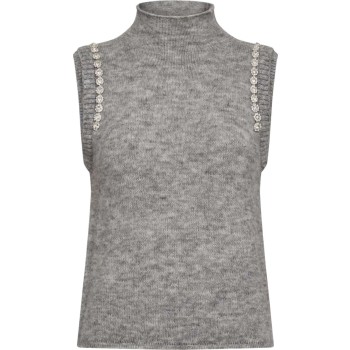 CMibra knitted spencer rhinestones light grey melé