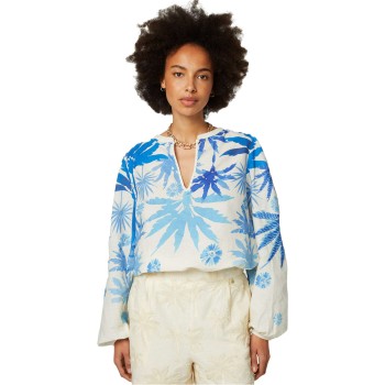 Carly Top warm white blue dessin