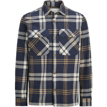 JPRRAYMOND MELANGE CHECK LS OVERSHIRT SN Night Sky