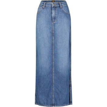 Side slit maxi skirt weekend chill blue denim