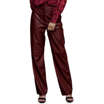 MSTasja Mid Waist PU Pant Madder Brown