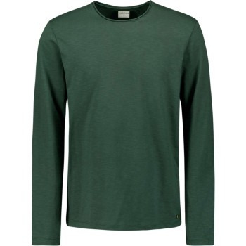 T-Shirt Long Sleeve Crewneck Slub Dark Green