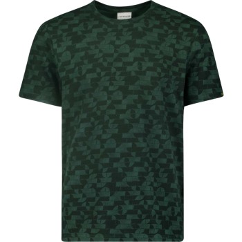 T-Shirt Crewneck Allover Printed Ga Dark Green