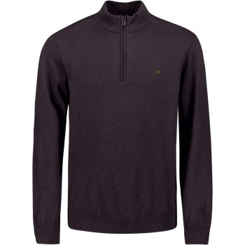 Pullover Half Zip 2 Coloured Melang Aubergine