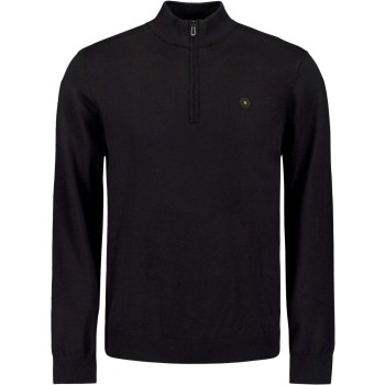 Pullover Half Zip 2 Coloured Melang Black