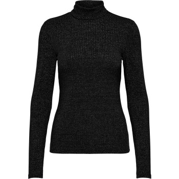 ONLBIANCA L/S ROLL NECK TOP JRS Black/Silver glitt