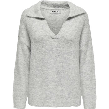 ONLMAGGIE LIFE LS SPLIT NECK CC KNT Light Grey Mel