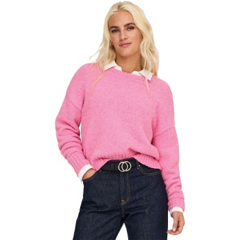 ONLTERESA LIFE LS O-NECK LOOSE CC KNT Fuchsia Pink