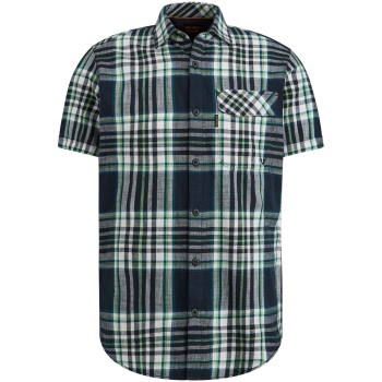 Short sleeve shirt slub check ruby salute