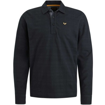 Long sleeve polo Jacquard jersey Black Onyx