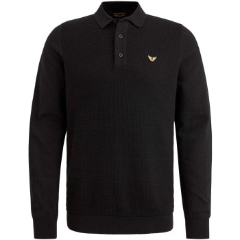 Long sleeve polo cotton Black