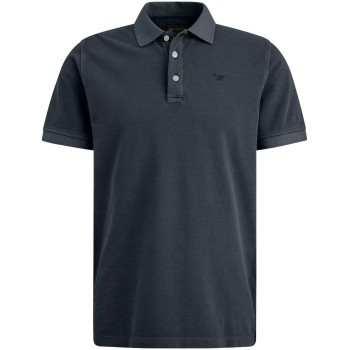 Polo korte mouw pique garment dyed salute blue