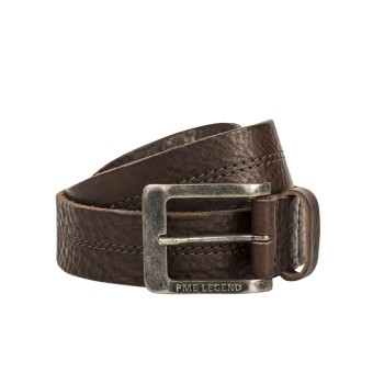 Belt leather center stich d.brown