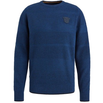 R-neck cotton structure knit True Blue