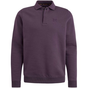 Half button collar soft brushed fl Plum Perfect