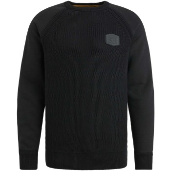 R-neck knit sweat combination Black Onyx