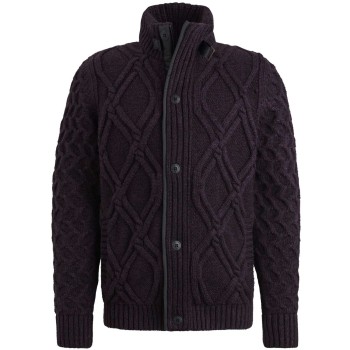 Zip jacket heavy knit mixed yarn Plum Perfect