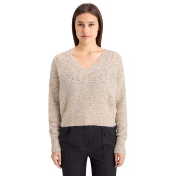 BOUCL V-NECK RELAXED PULLOVER Oatmeal Melange