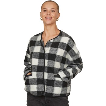 Hibea cardigan black cream check