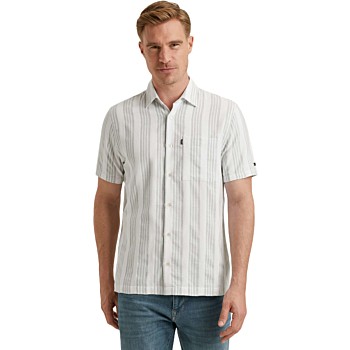 Short Sleeve Shirt YD Dobby stripe Cloud Dancer