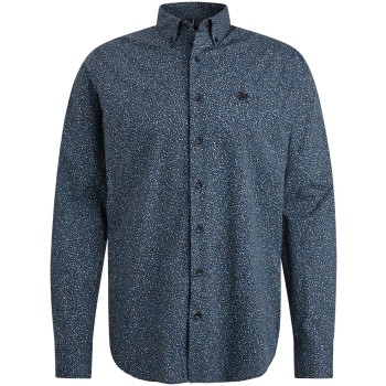 Long Sleeve Shirt Print on poplin Blue Indigo