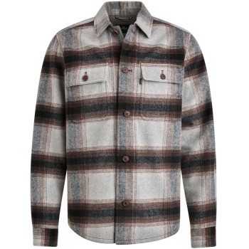 Long Sleeve Shirt Check Brushed Wo Light Grey Mele