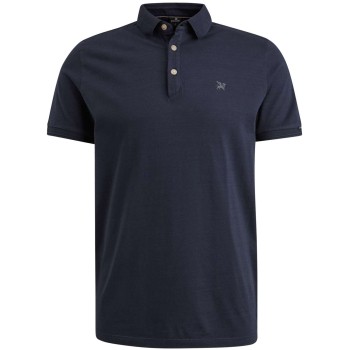 Polo korte mouw katoen garment dyed sky captain