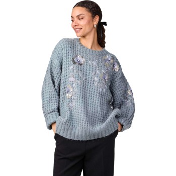 YASFINDA LS KNIT PULLOVER Dusty Blue