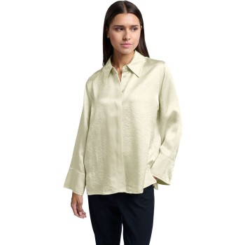 Satin crinkle wide slv blouse PEARL WHITE