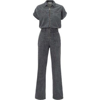 Denim jumpsuit with zipper and MEDIUM GREY DENIM