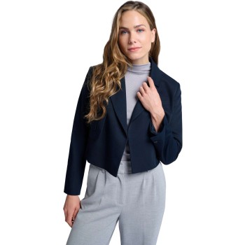 Woven cropped blazer with flap OUTER SPACE BLUE