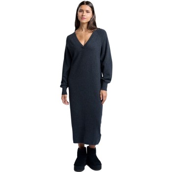 V-neck knitted dress ANTHRACITE MELANGE