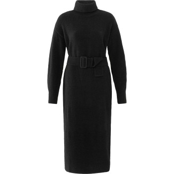 High neckline knit dress with BLACK