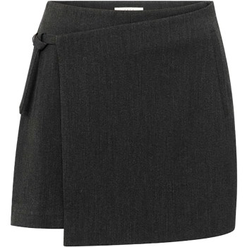 Woven mini skort with belt ANTHRACITE MELANGE