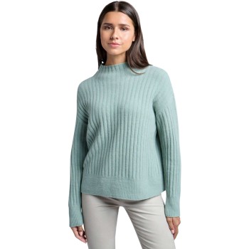 Ribbed sweater with turtleneck JADE GREEN MELANGE