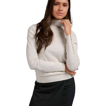 Turtleneck sweater with button CHALK WHITE