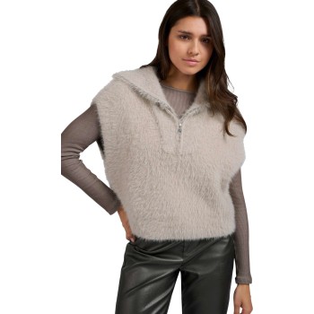 Sleeveless fluffy sweater DOVE GRAY