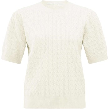 Cable round neckline sweater CHALK WHITE