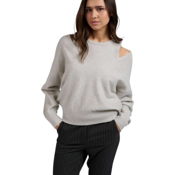 Deep V-neck sweater with top MOONSTRUCK GREY