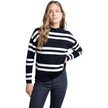 Block stripe sweater high neck BLACK DESSIN