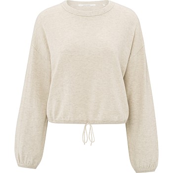 Sweater with corded hem LIGHT BEIGE MELANGE