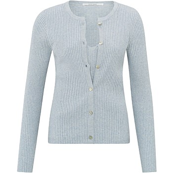 Faux layered ribbed cardigan GRAY DAWN BLUE MELAN