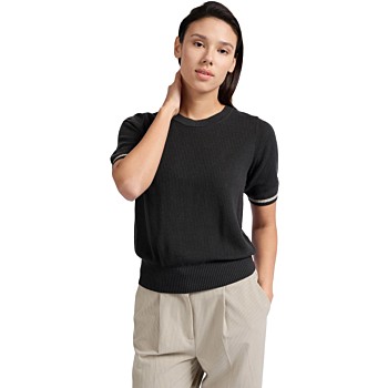 Textured short-sleeve sweater PHANTOM