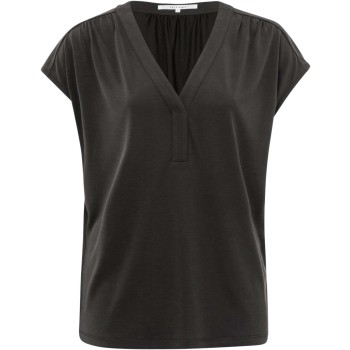 Jersey top with V-neck LICORICE BLACK