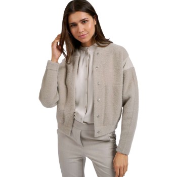 Knitted bomber jacket with nub DOVE GRAY